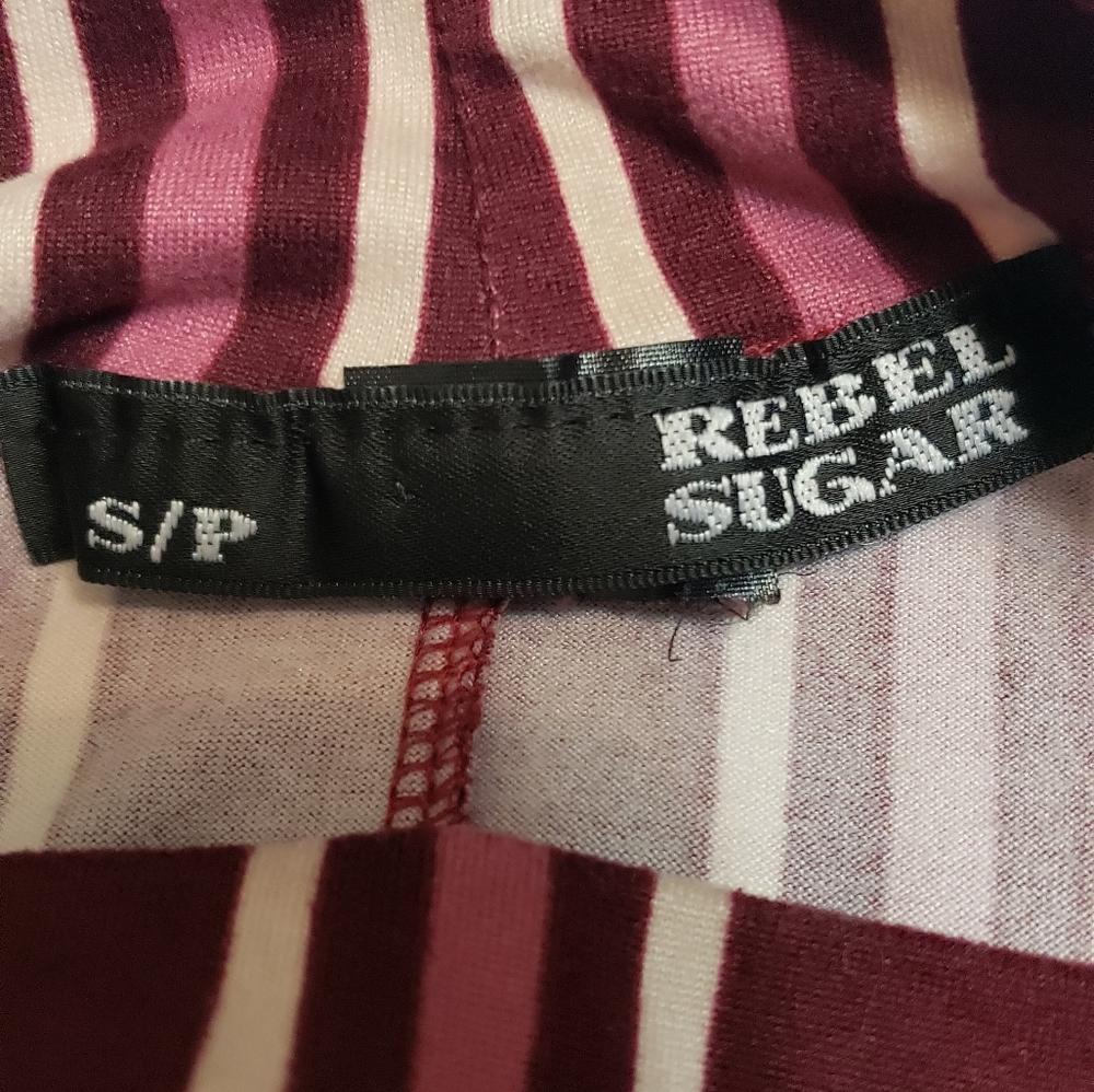 Rebel Sugar Burgundy Short Striped Dress Size S. - Picture 4 of 5